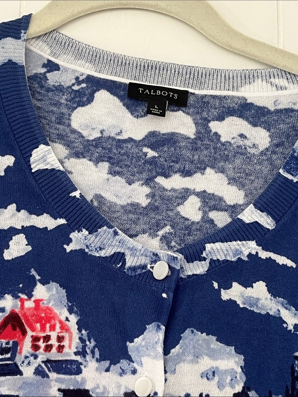 TALBOTS Sailboat Regatta Cotton Cardigan Size Large  Nautical - Picture 5 of 15
